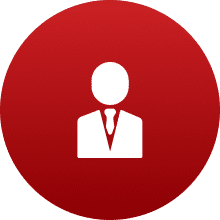 Silhouette of person in red circle icon.